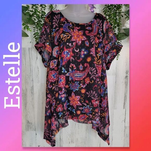 NWT Estelle Clements Asymmetrical  Top 18W - Picture 1 of 10